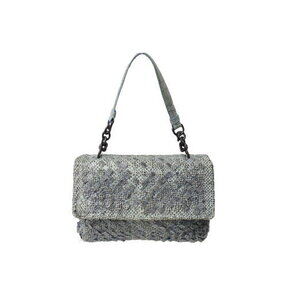 BOTTEGA VENETA Intrecciato Python Hobo Shoulder Bag Gray Blue Leather Crossbody